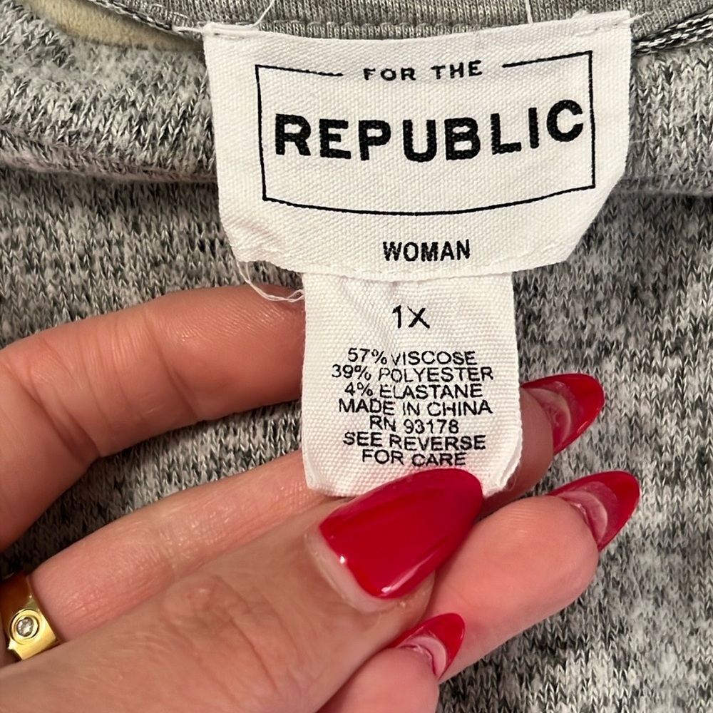 For The Republic Gray Oversized Knit Top 1X - Picture 8 of 9